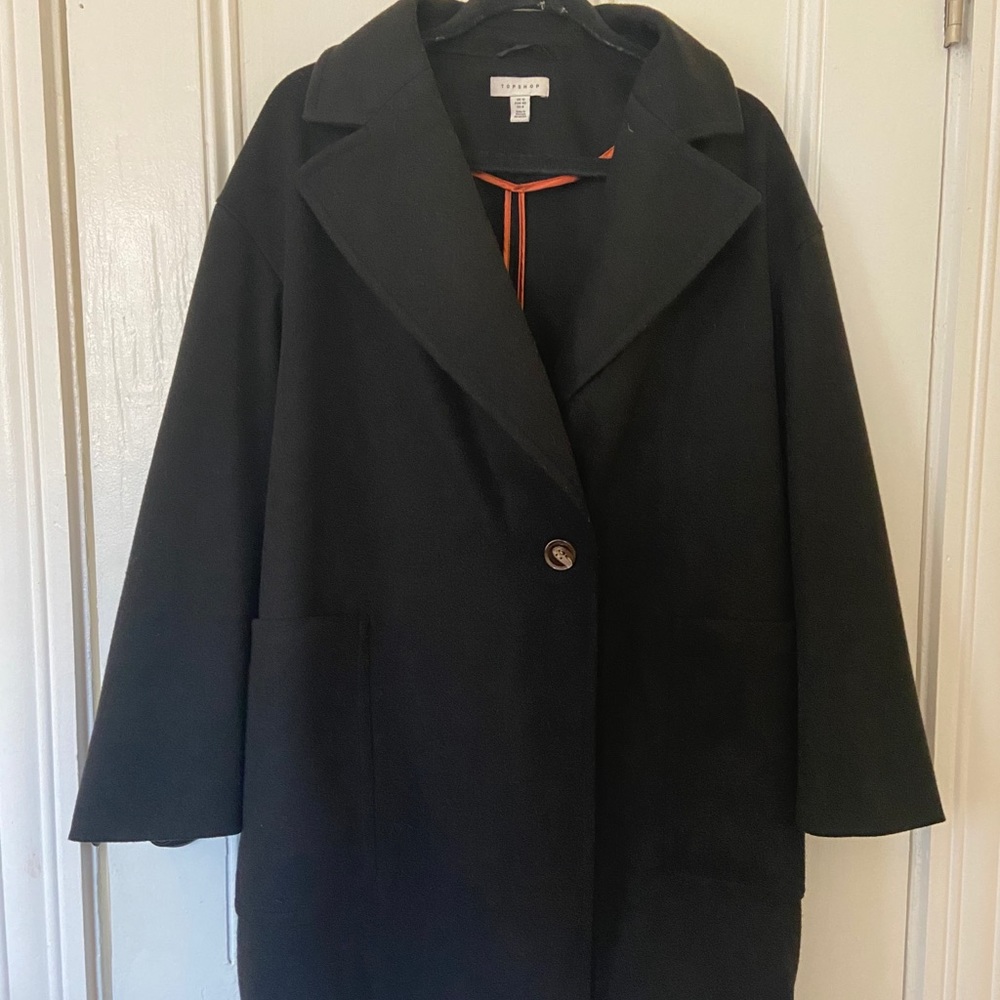 topshop carly coat size 8 black